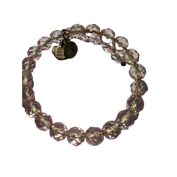 2 Vintage Sixty Six Alex & Ani Glass Bead Bracelets Clear Light Pink - Picture 2 of 4